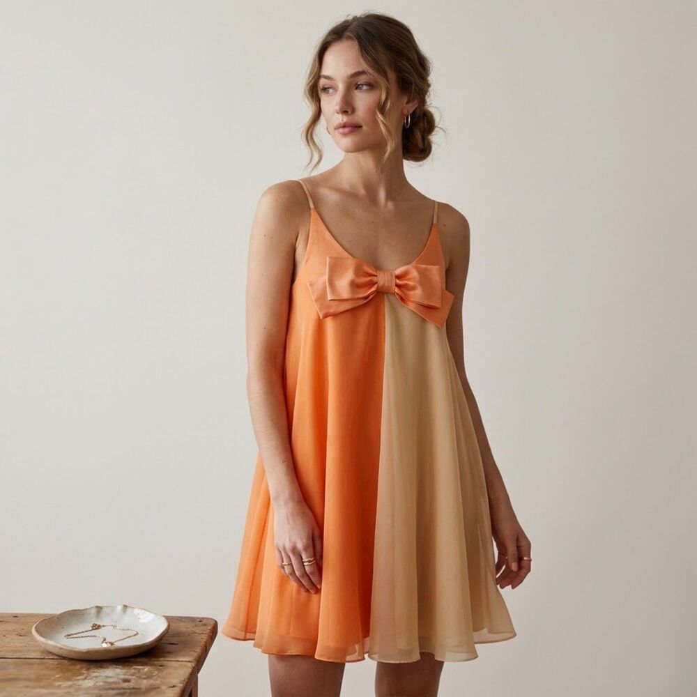 Vintage Vanity Fair Babydoll Nightgown Sunset Ombre Sheer Chiffon Slip Size XS